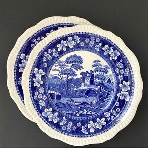 Set of two Spode “Blue Tower” Dinner Plates